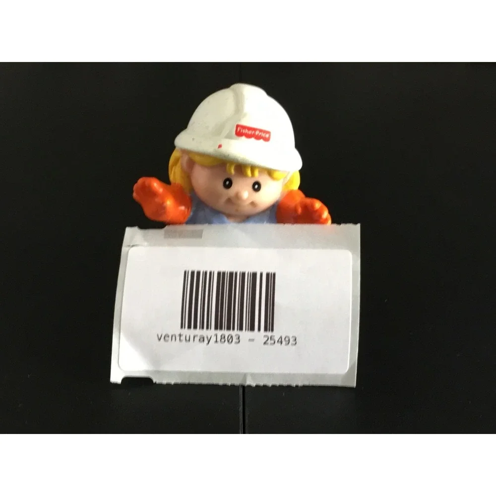 Fisher-Price Little People Construction Worker Figure Blonde Hard Hat Toy‎ - Picture 2 of 6